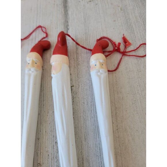 Rustic Twisted Santa Claus face sickle long ornament Xmas set - Picture 4 of 7